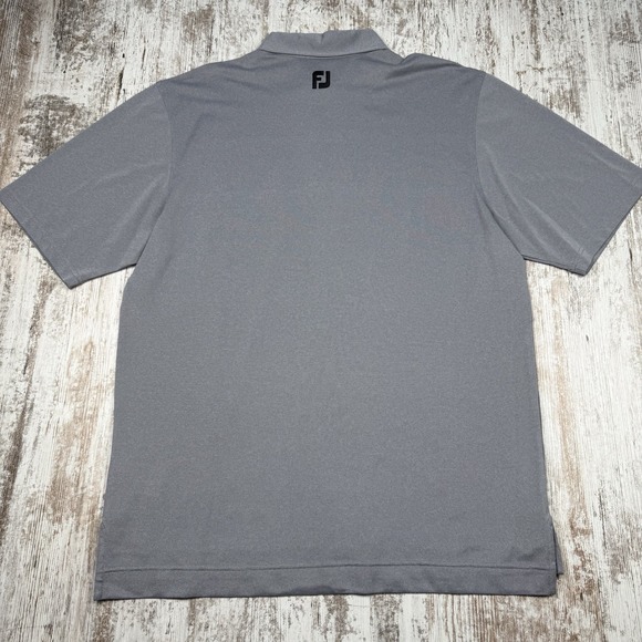 FootJoy Polo Shirt Mens Sz L Gray Purple Black White Striped Performance Golf‎ - Picture 2 of 7